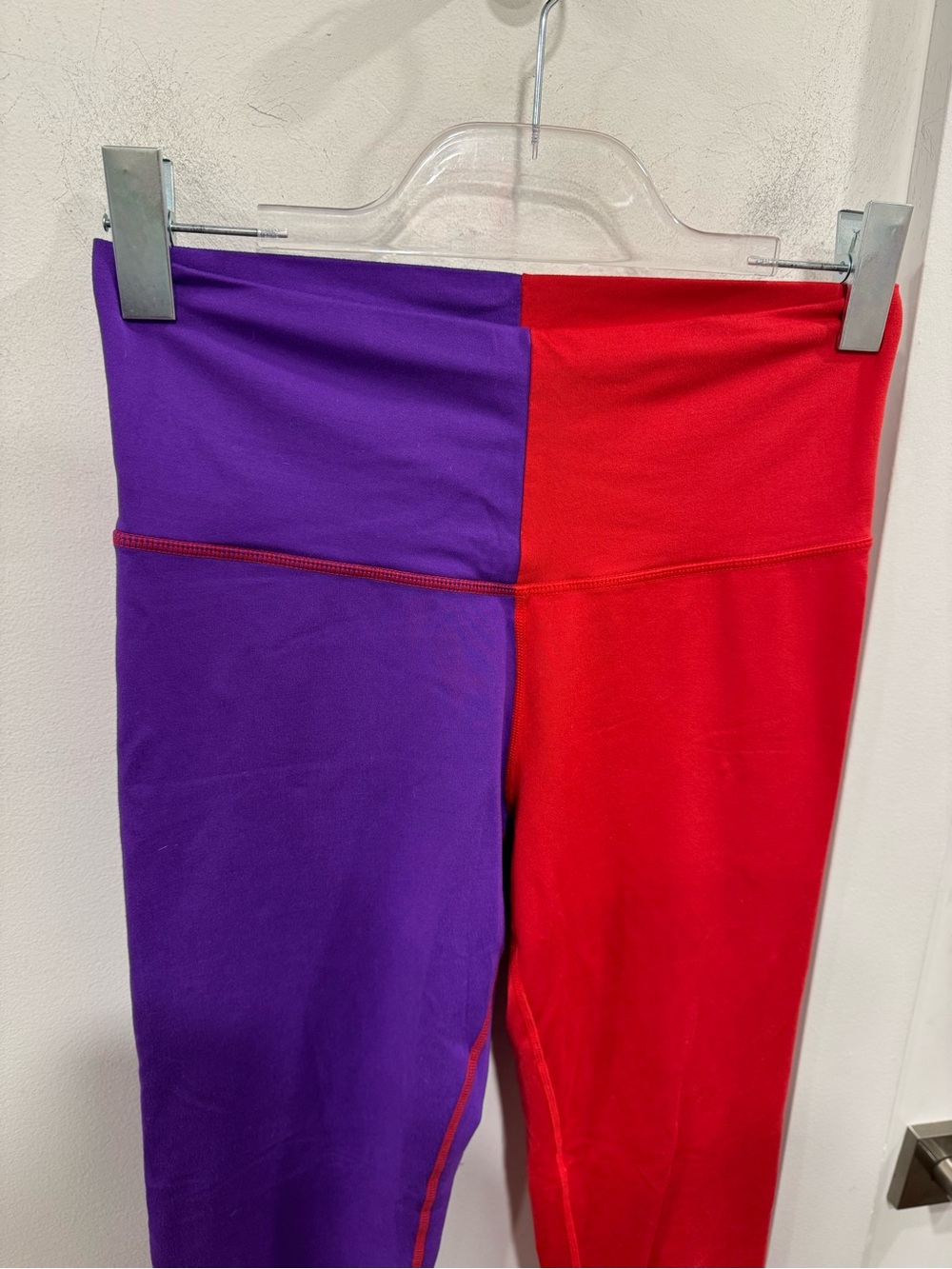 Terez Colorblock Purple & Coral High-Waist Leggings - Picture 4 of 8